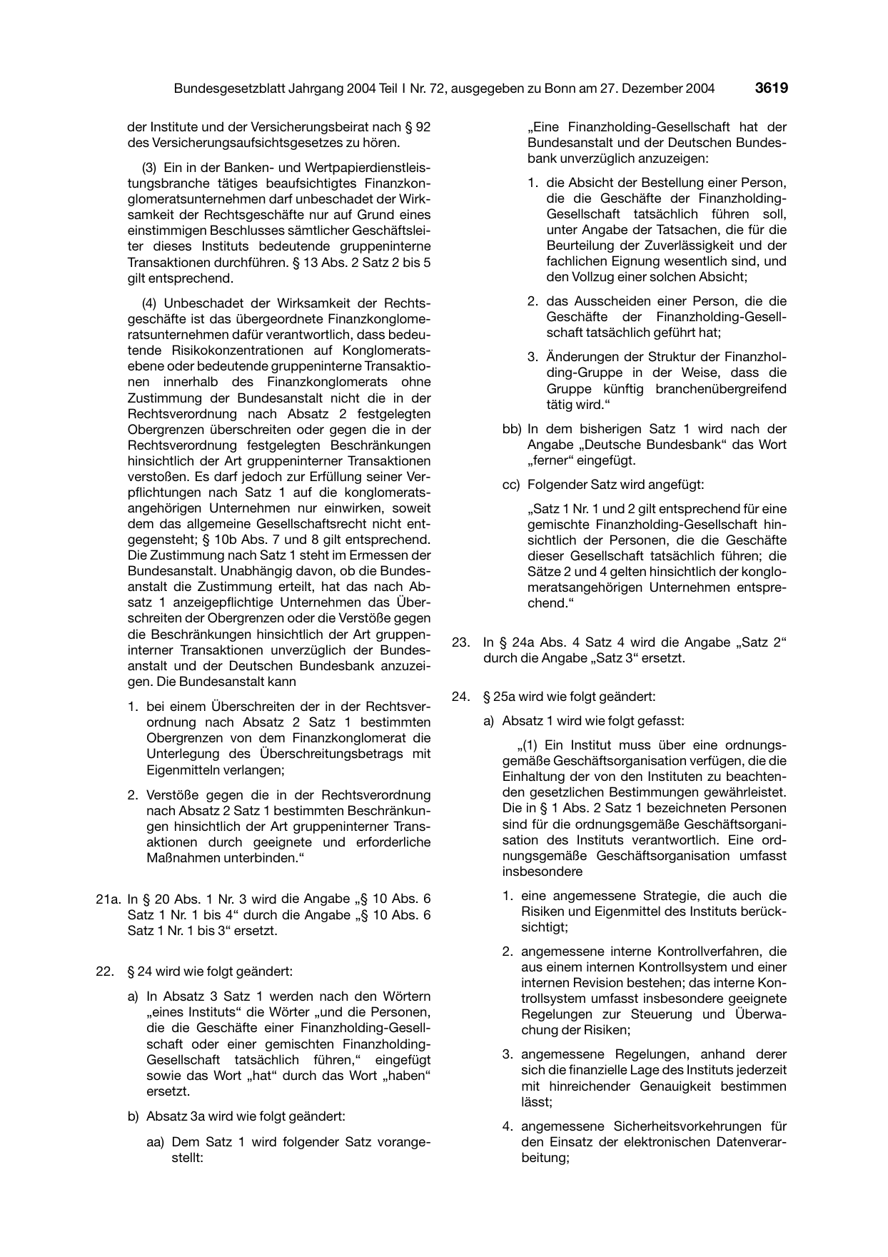 BGBl. 2004, Seite 3619 — Originalseite als Abbildung