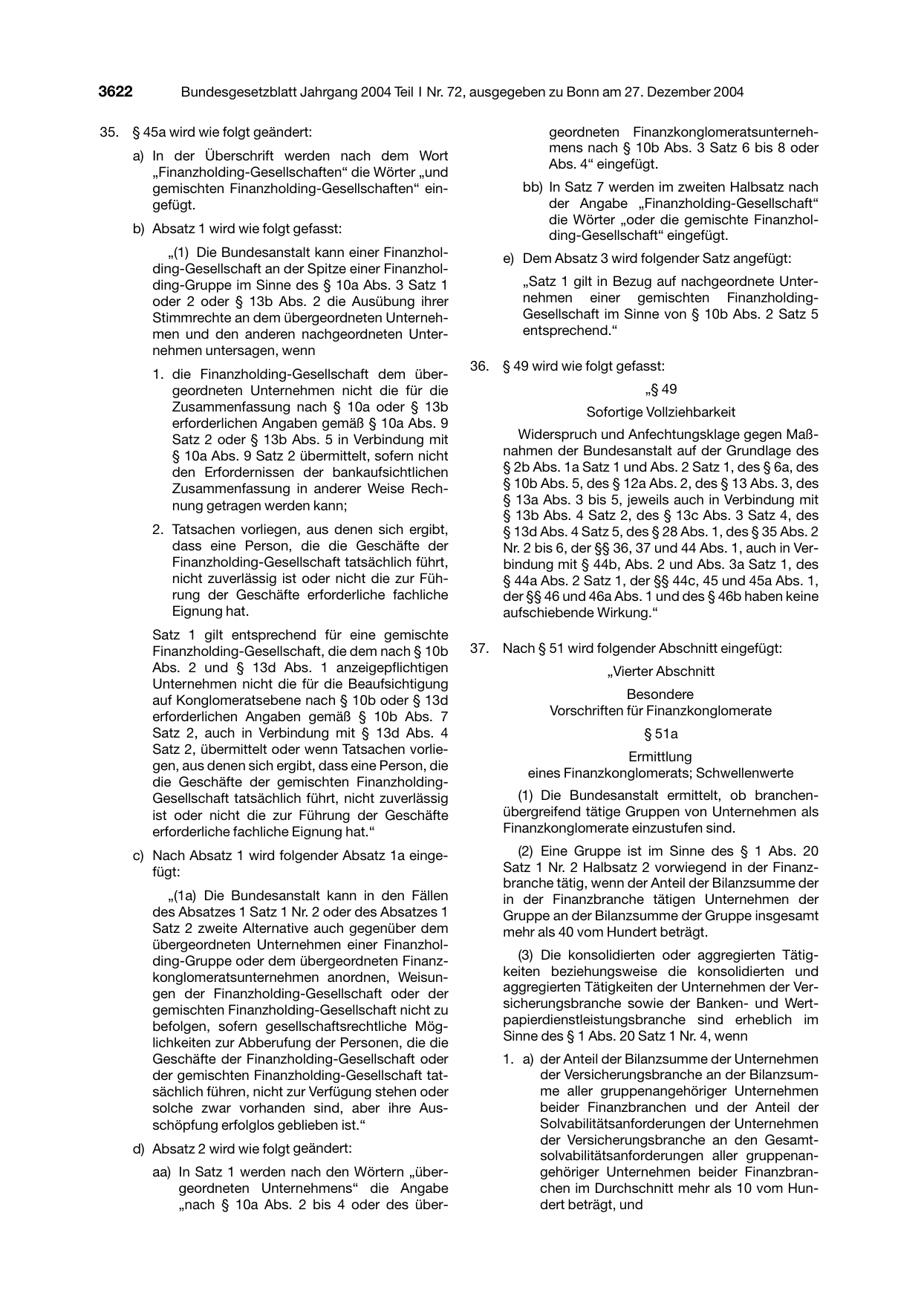BGBl. 2004, Seite 3622 — Originalseite als Abbildung