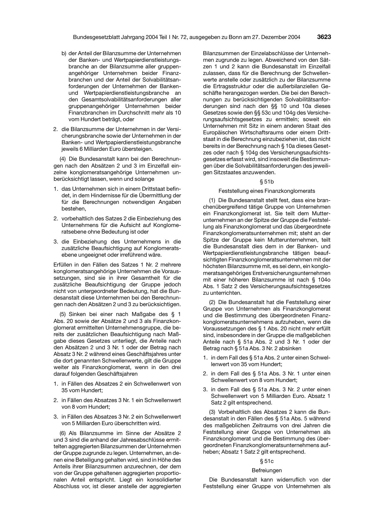 BGBl. 2004, Seite 3623 — Originalseite als Abbildung
