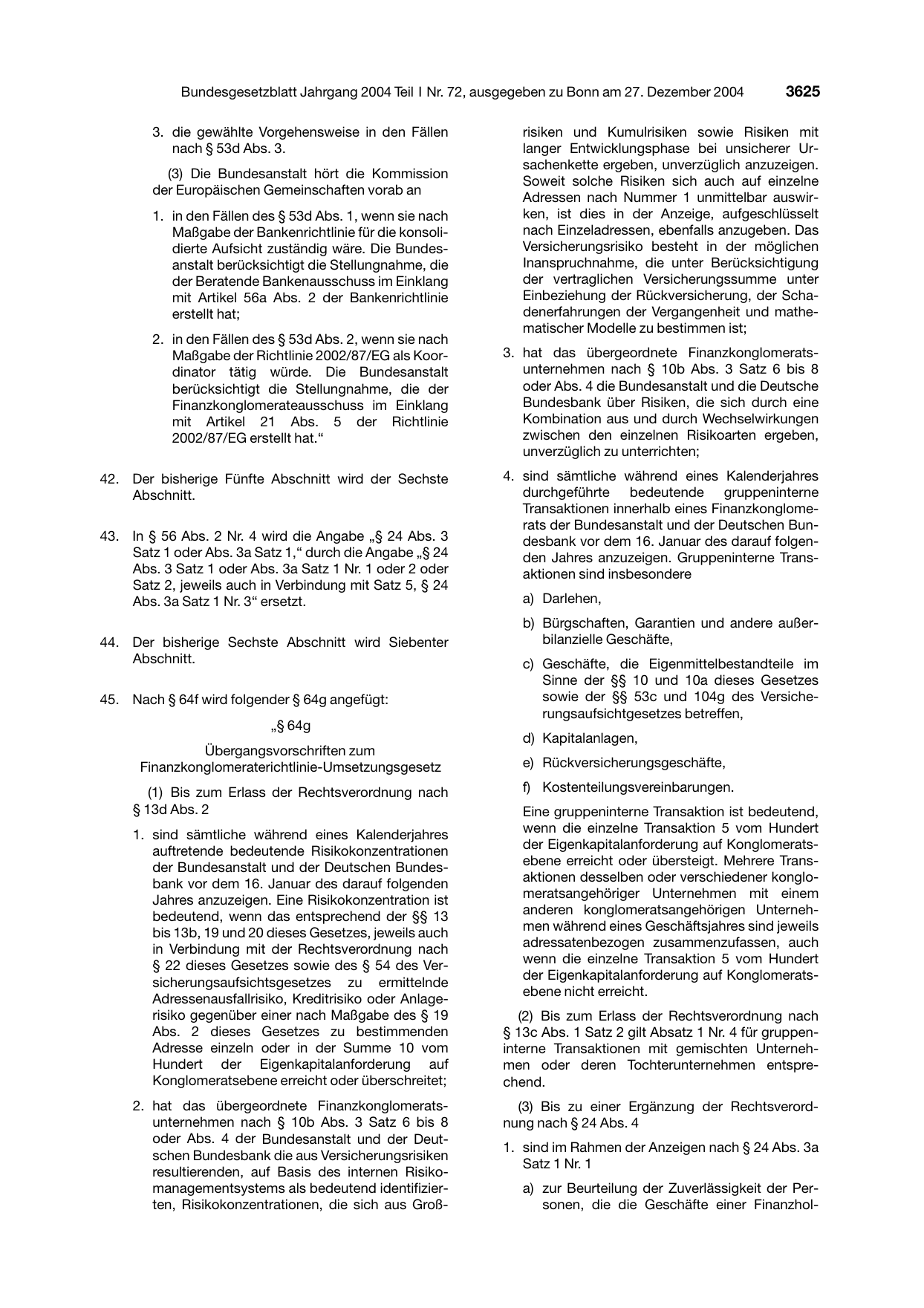 BGBl. 2004, Seite 3625 — Originalseite als Abbildung