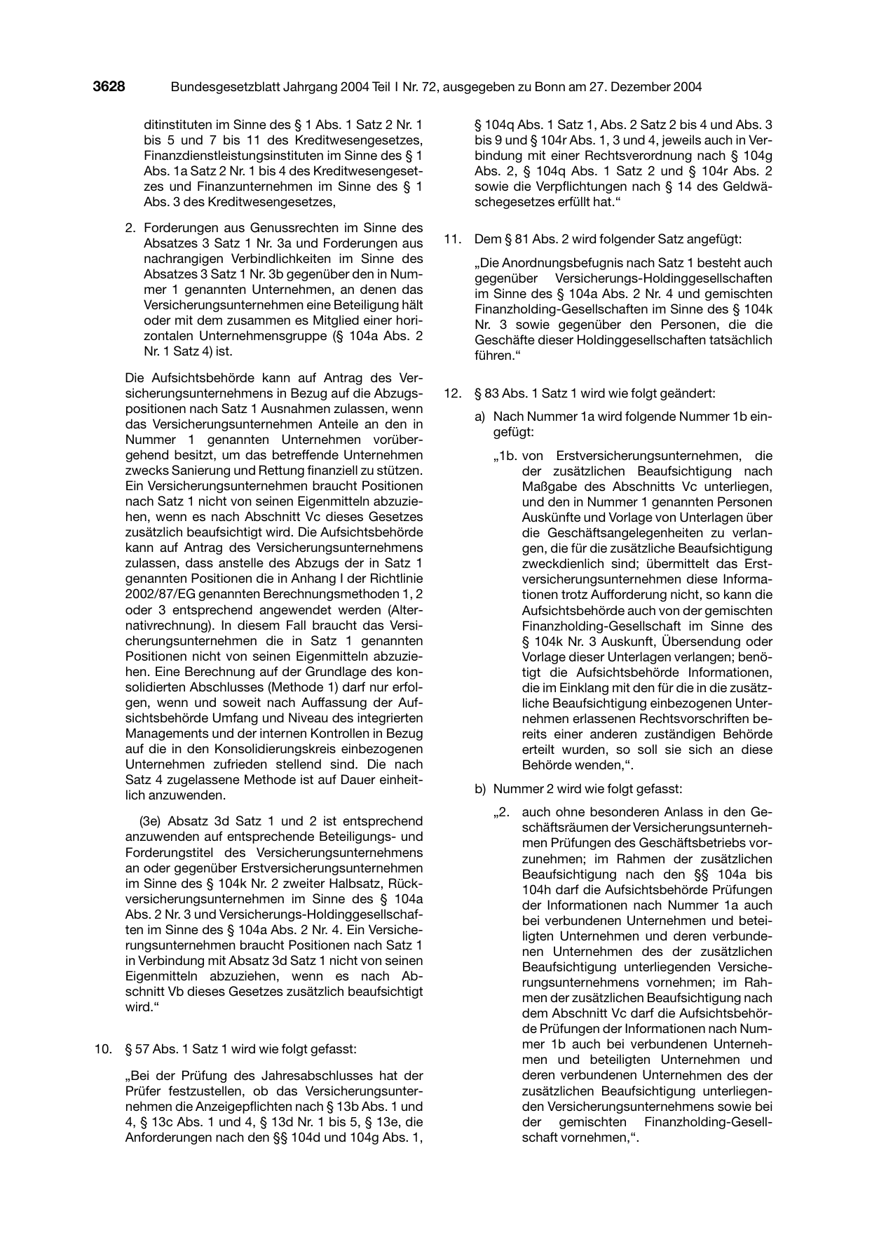 BGBl. 2004, Seite 3628 — Originalseite als Abbildung