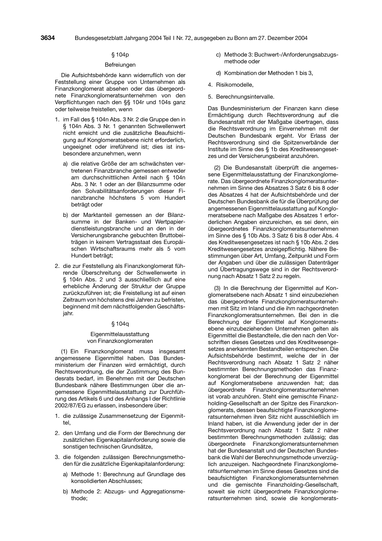 BGBl. 2004, Seite 3634 — Originalseite als Abbildung