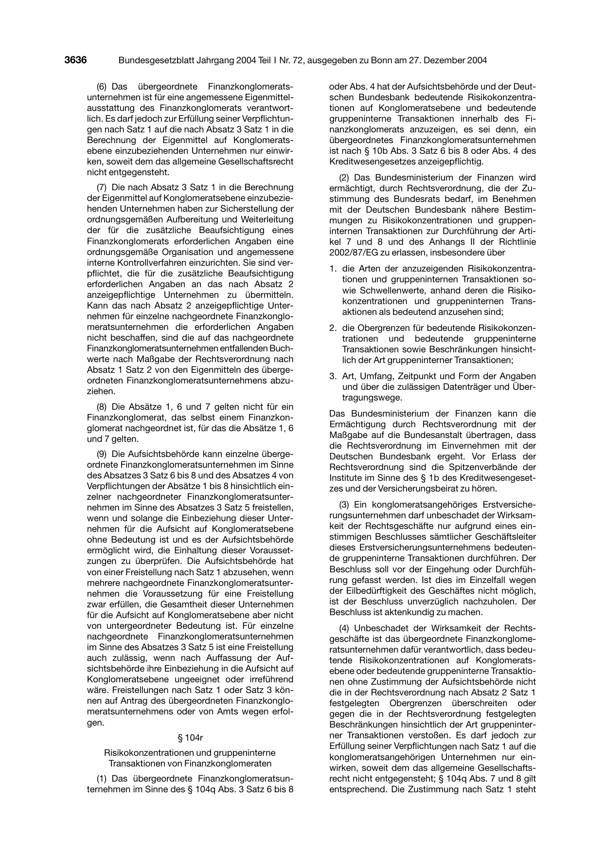 BGBl. 2004, Seite 3636 — Originalseite als Abbildung