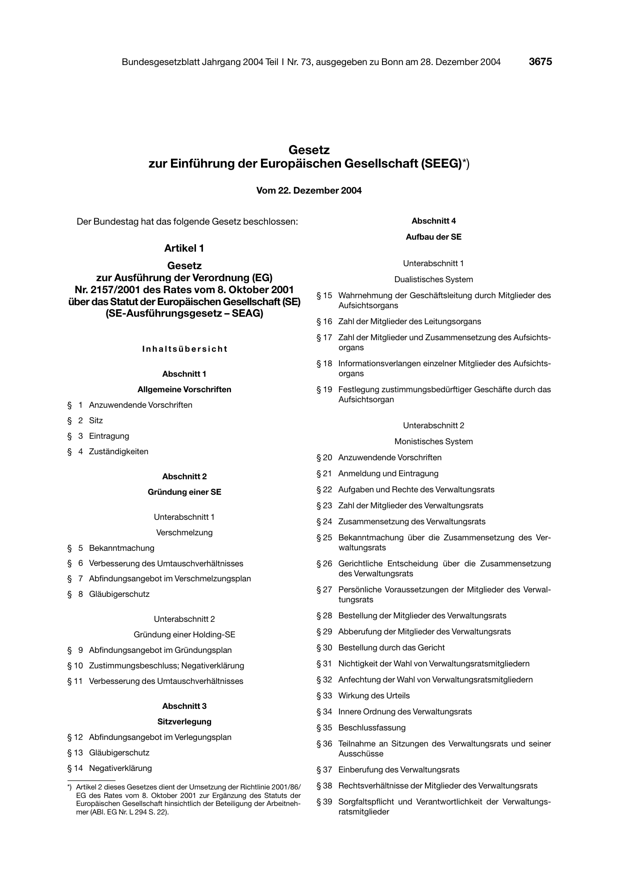 BGBl. 2004, Seite 3675 — Originalseite als Abbildung