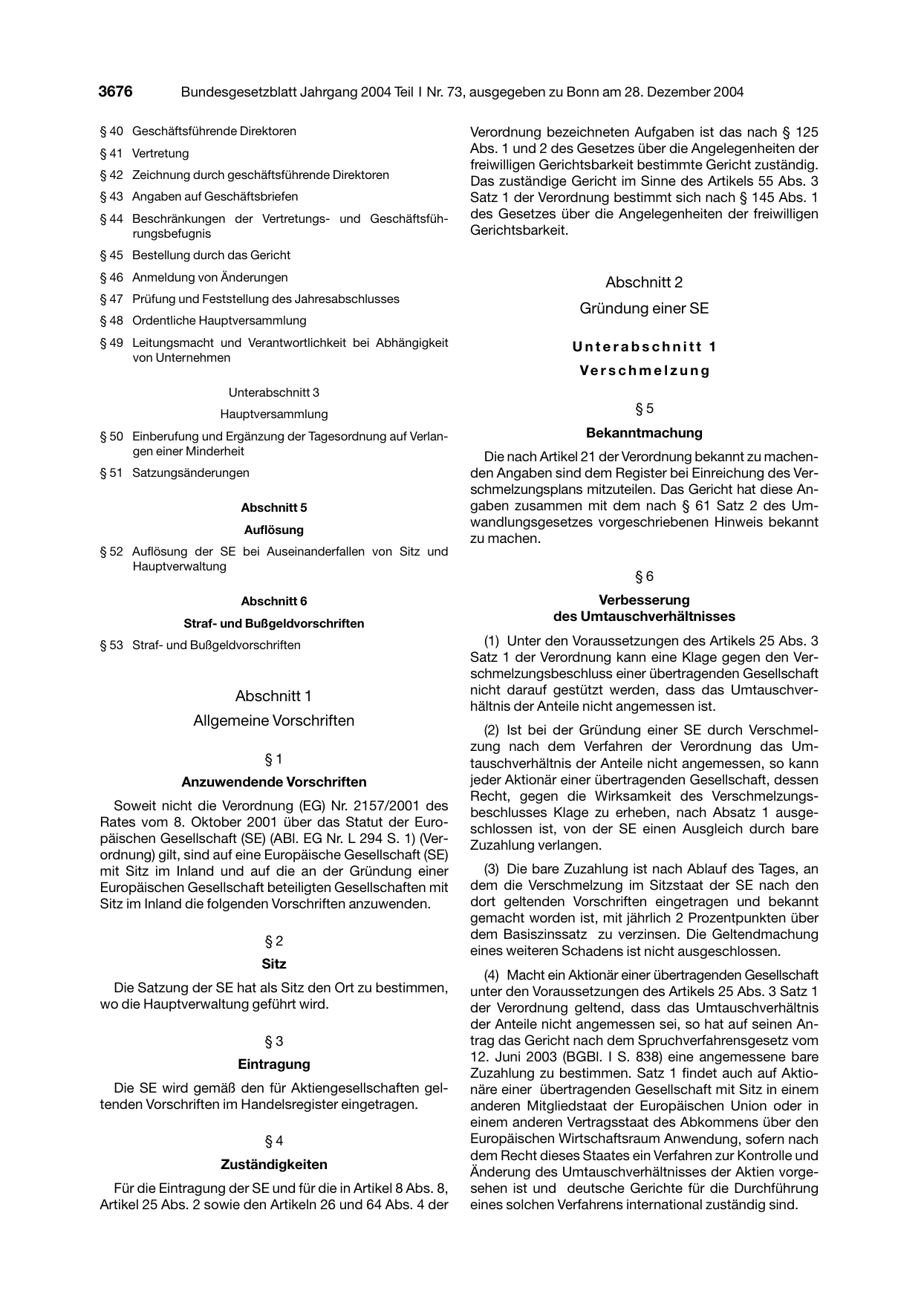 BGBl. 2004, Seite 3676 — Originalseite als Abbildung