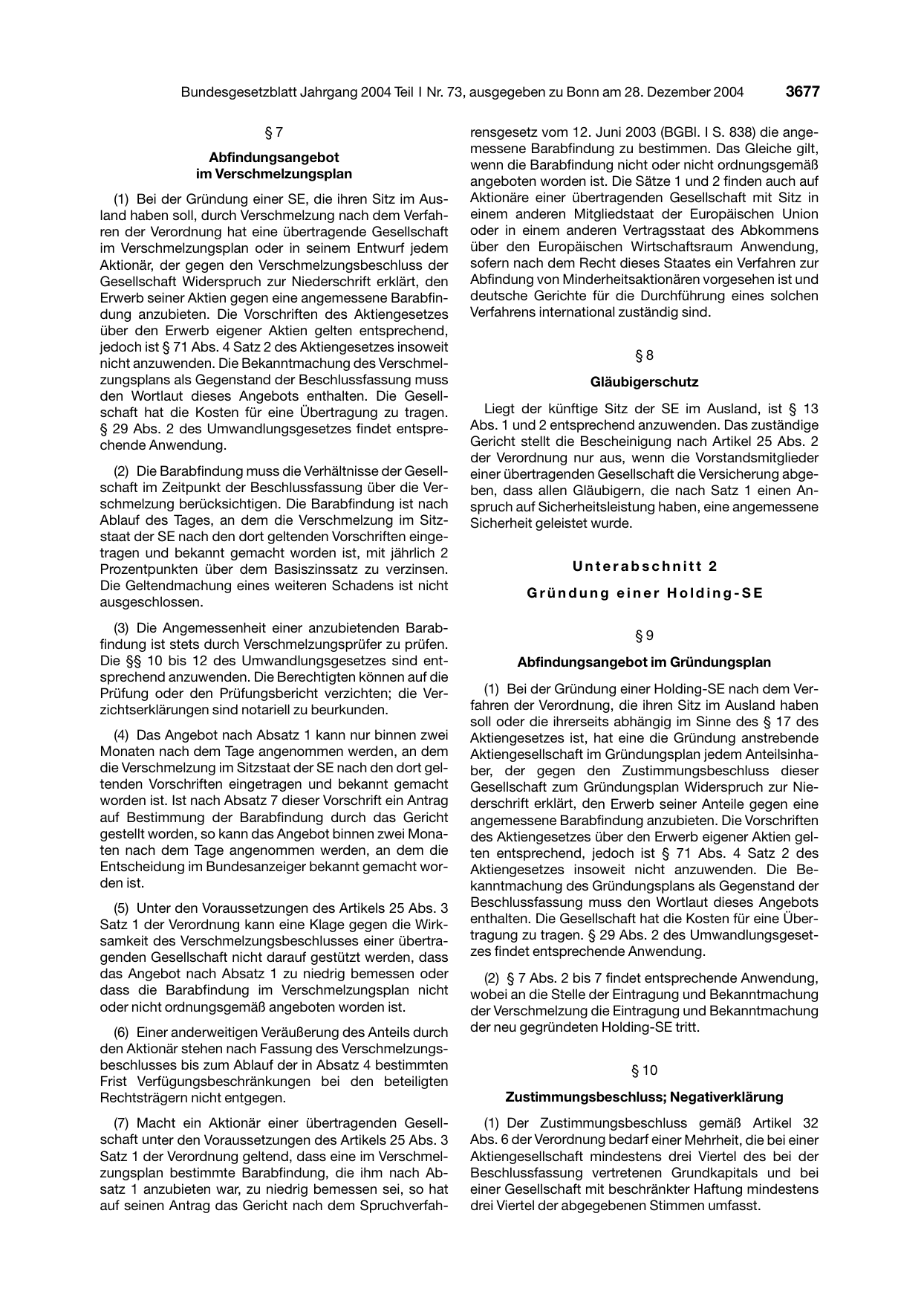 BGBl. 2004, Seite 3677 — Originalseite als Abbildung