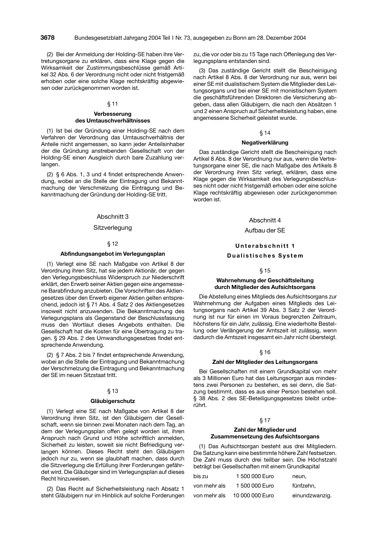 BGBl. 2004, Seite 3678 — Originalseite als Abbildung