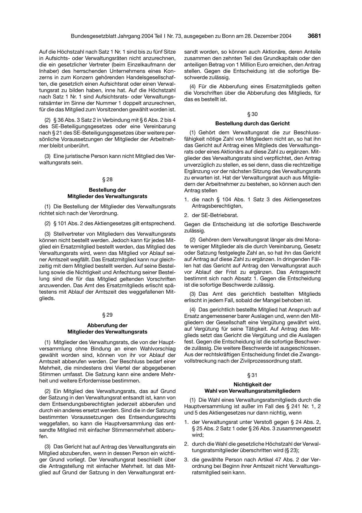 BGBl. 2004, Seite 3681 — Originalseite als Abbildung