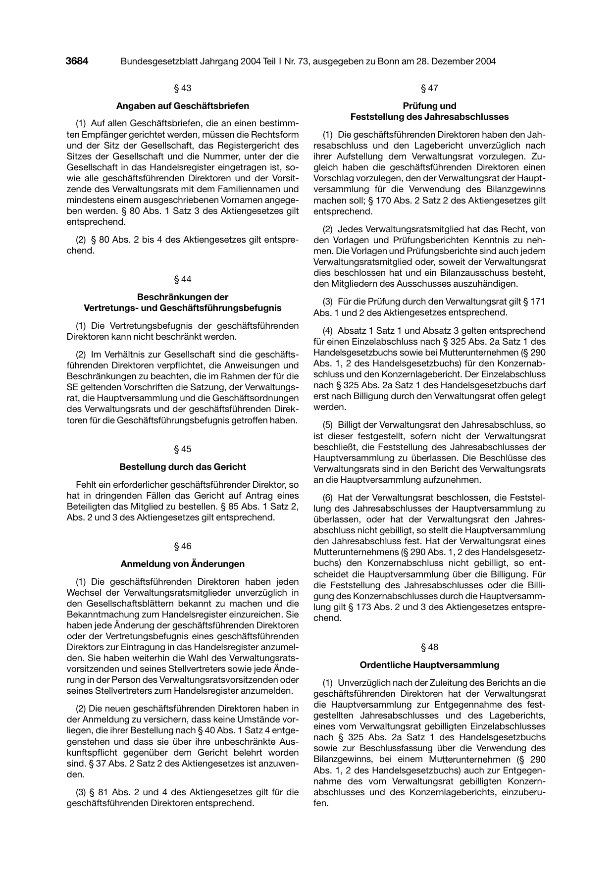 BGBl. 2004, Seite 3684 — Originalseite als Abbildung