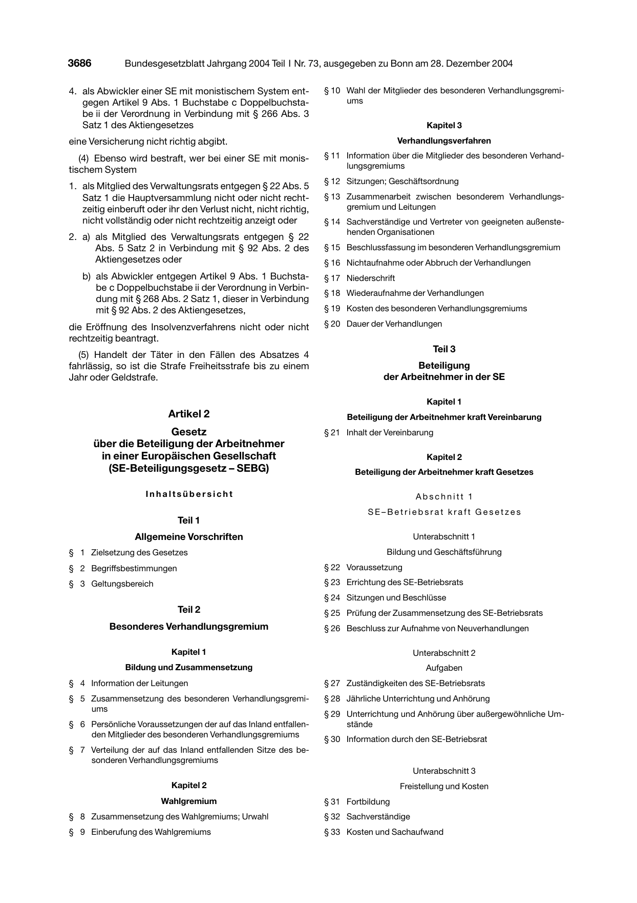 BGBl. 2004, Seite 3686 — Originalseite als Abbildung