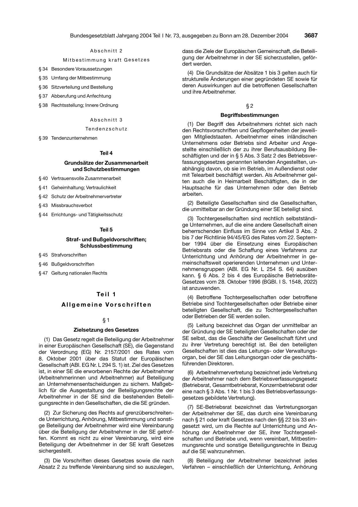 BGBl. 2004, Seite 3687 — Originalseite als Abbildung