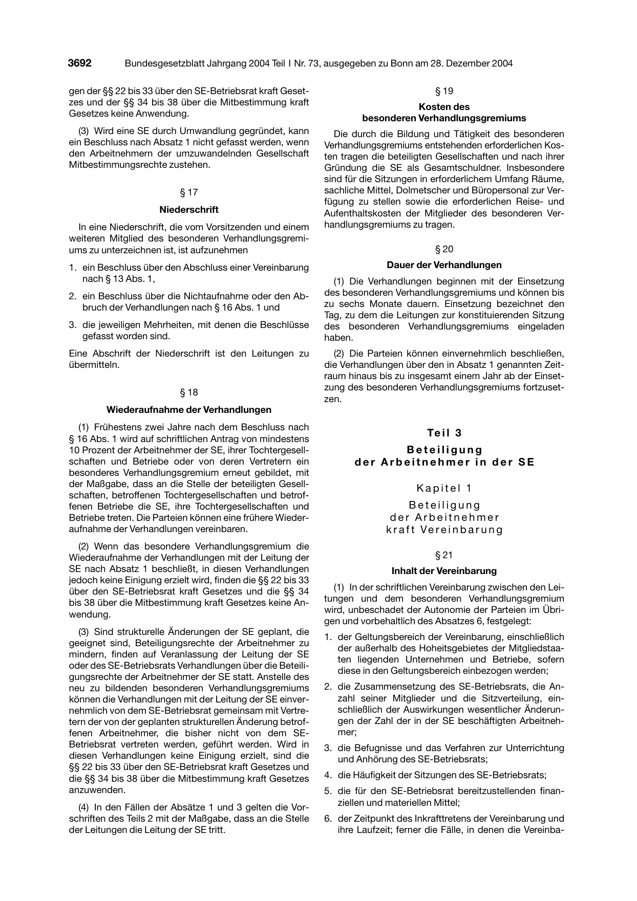 BGBl. 2004, Seite 3692 — Originalseite als Abbildung