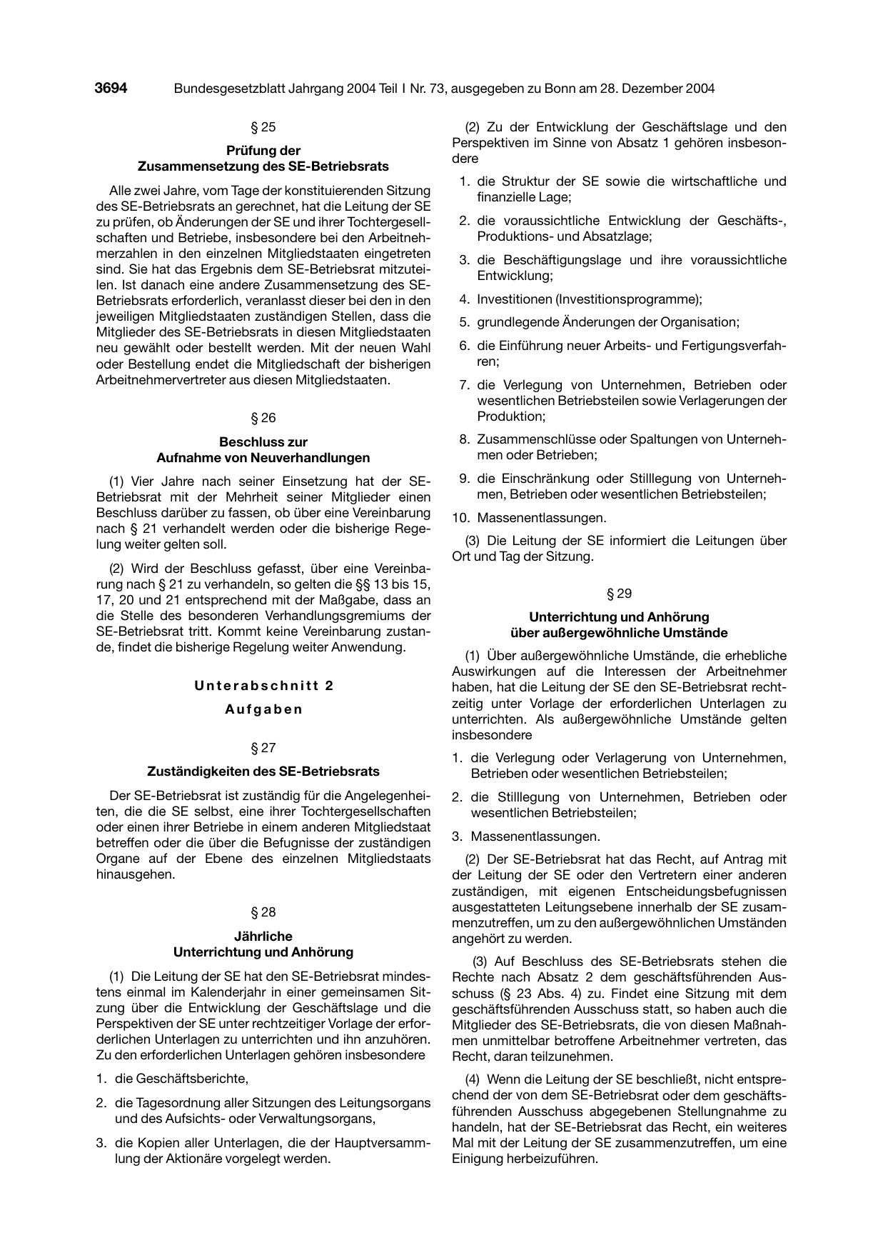 BGBl. 2004, Seite 3694 — Originalseite als Abbildung