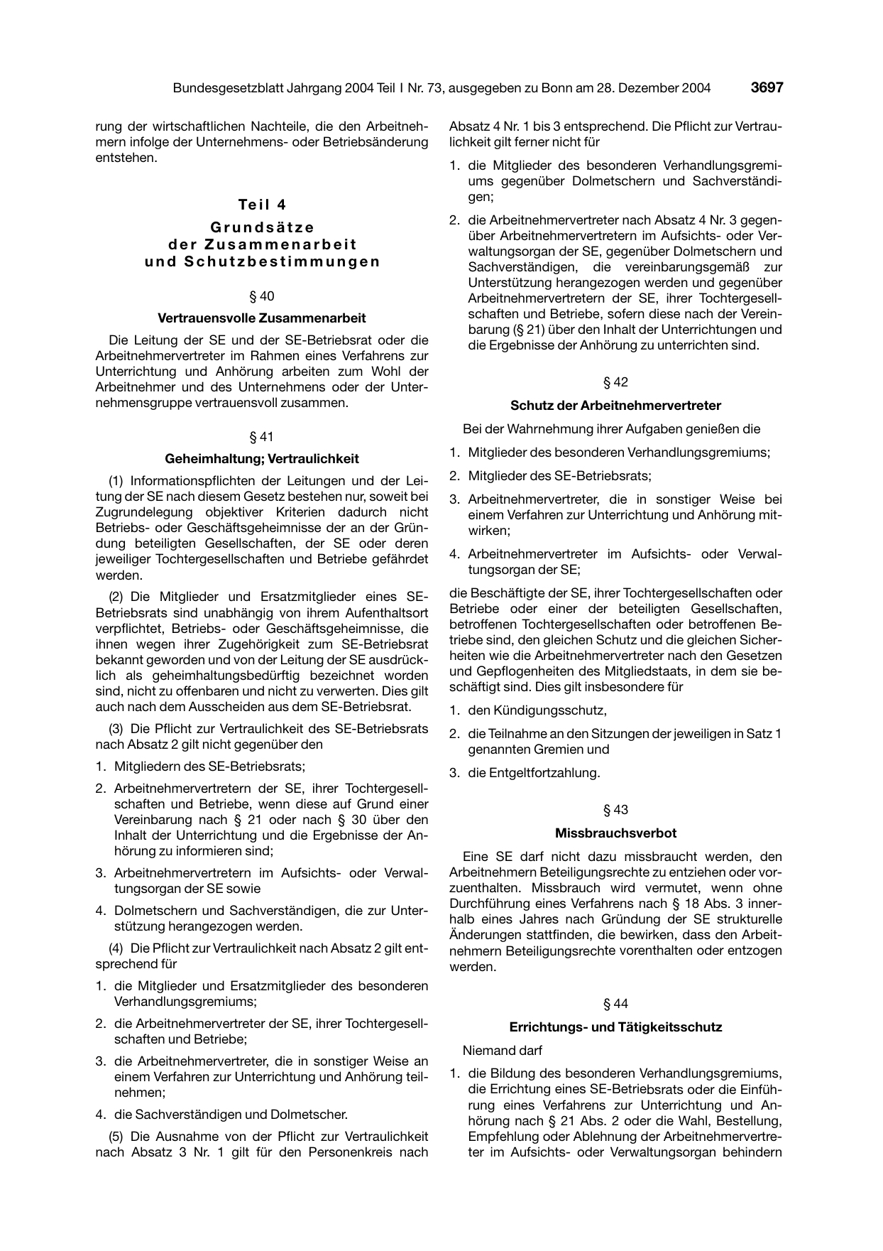 BGBl. 2004, Seite 3697 — Originalseite als Abbildung