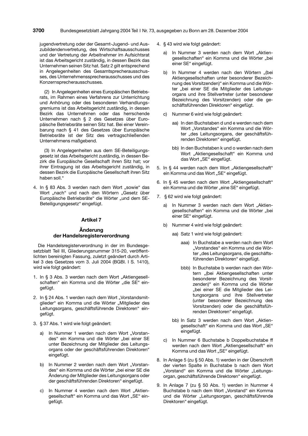 BGBl. 2004, Seite 3700 — Originalseite als Abbildung