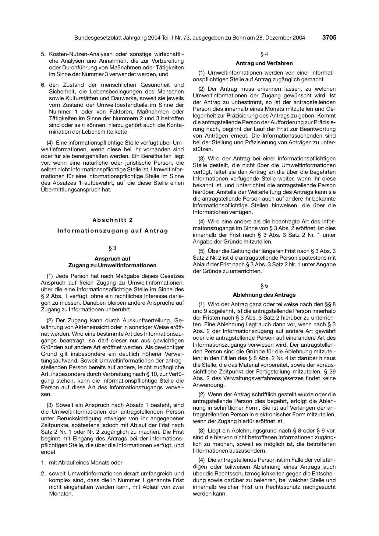BGBl. 2004, Seite 3705 — Originalseite als Abbildung