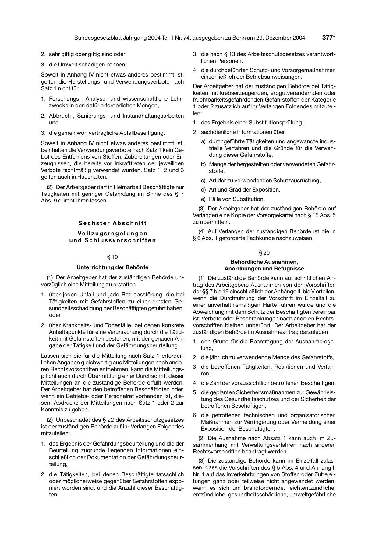 BGBl. 2004, Seite 3771 — Originalseite als Abbildung