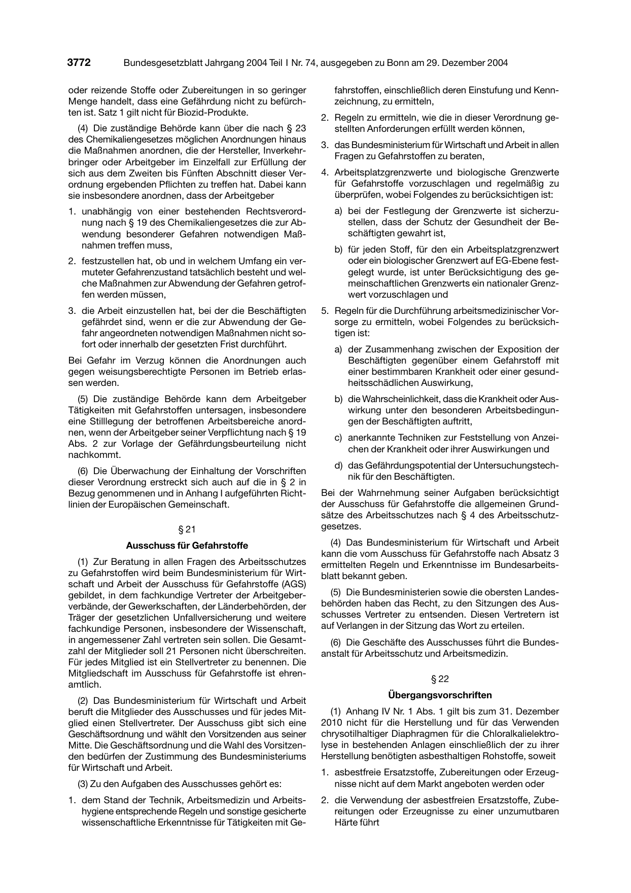 BGBl. 2004, Seite 3772 — Originalseite als Abbildung