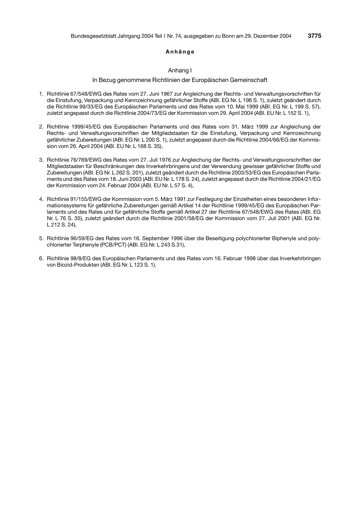 BGBl. 2004, Seite 3775 — Originalseite als Abbildung