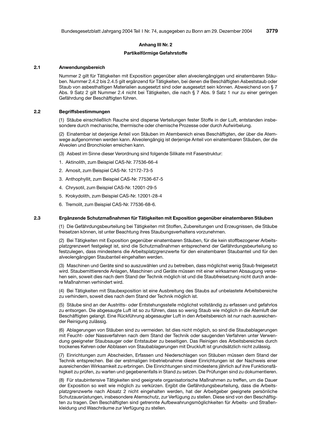 BGBl. 2004, Seite 3779 — Originalseite als Abbildung