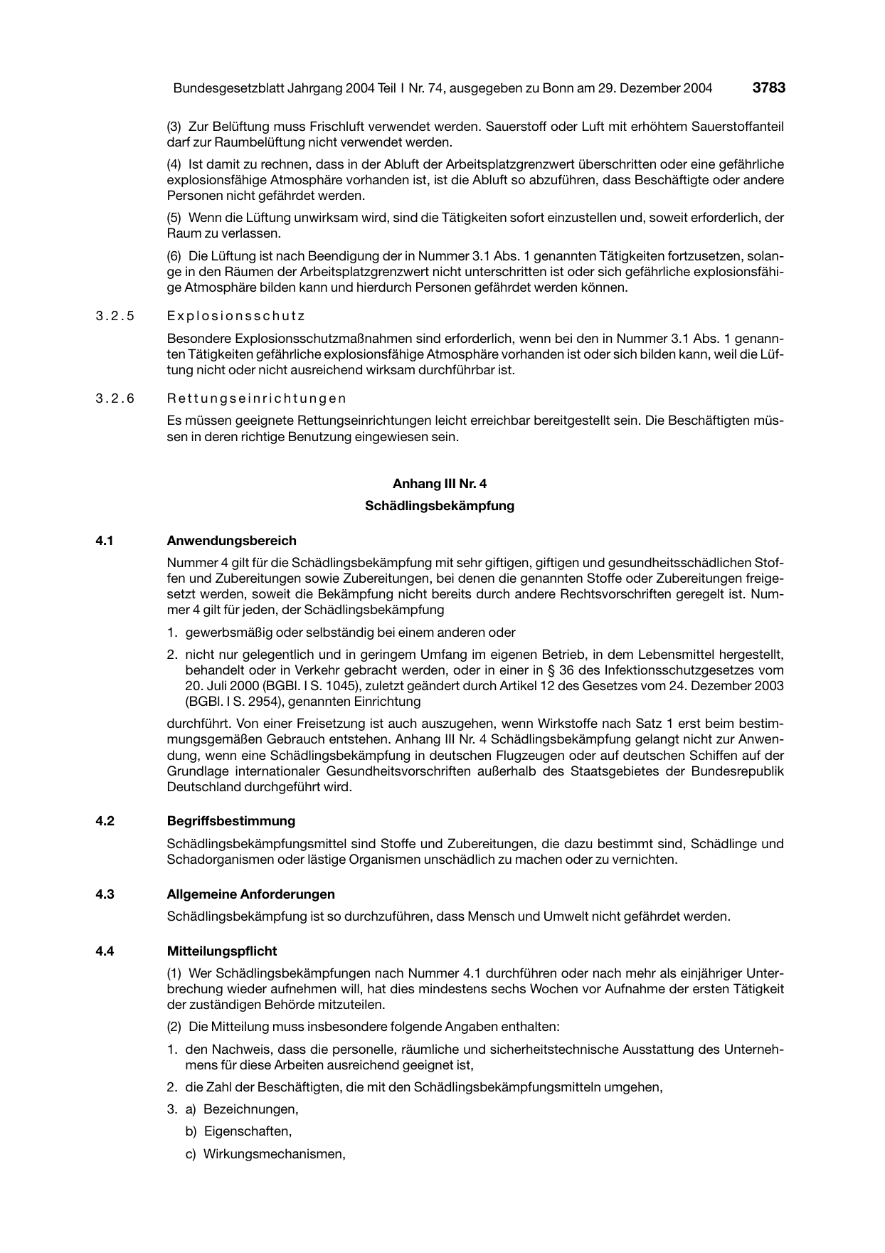 BGBl. 2004, Seite 3783 — Originalseite als Abbildung