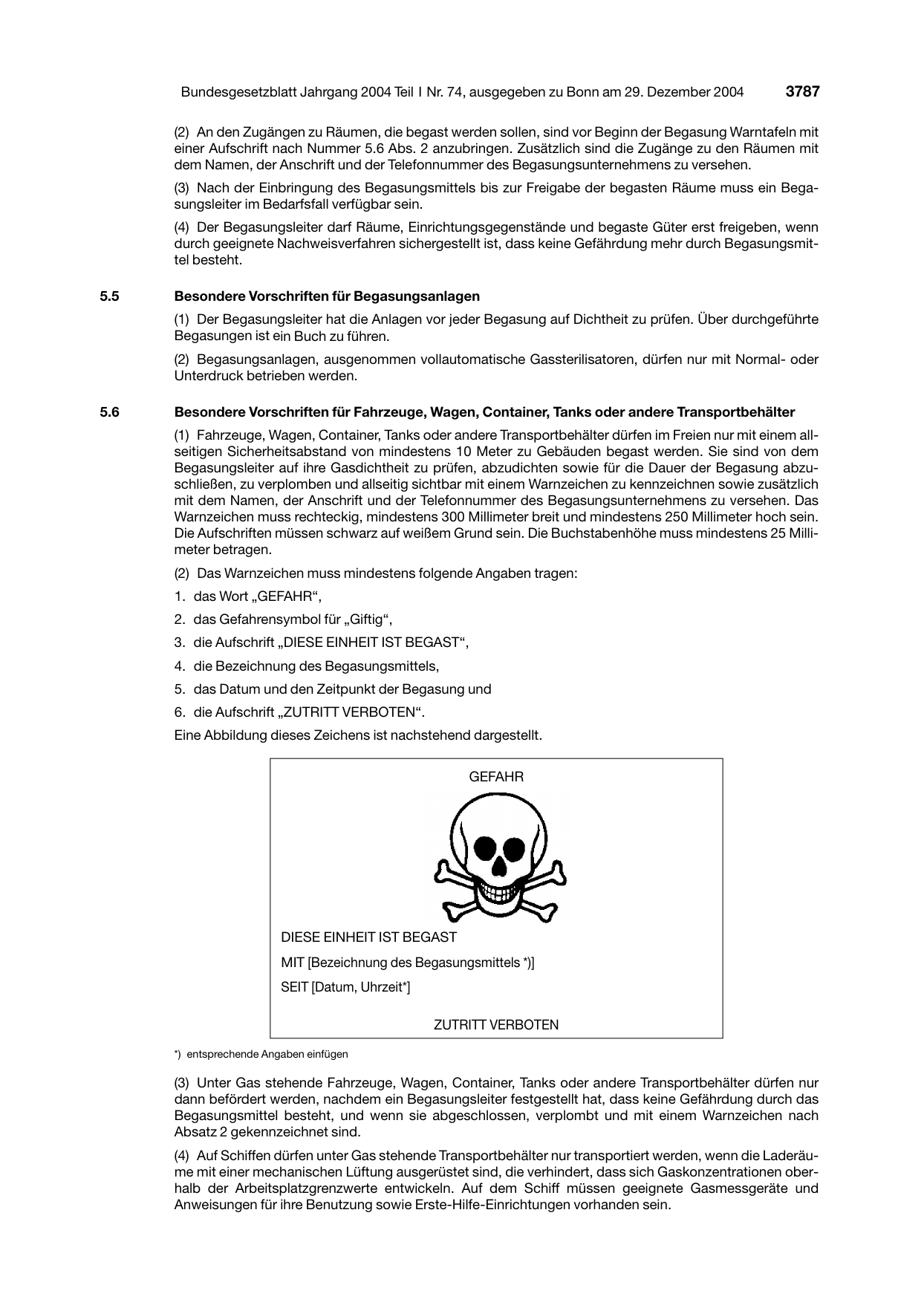 BGBl. 2004, Seite 3787 — Originalseite als Abbildung