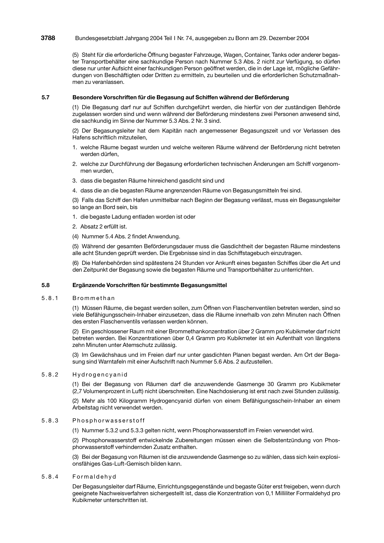 BGBl. 2004, Seite 3788 — Originalseite als Abbildung