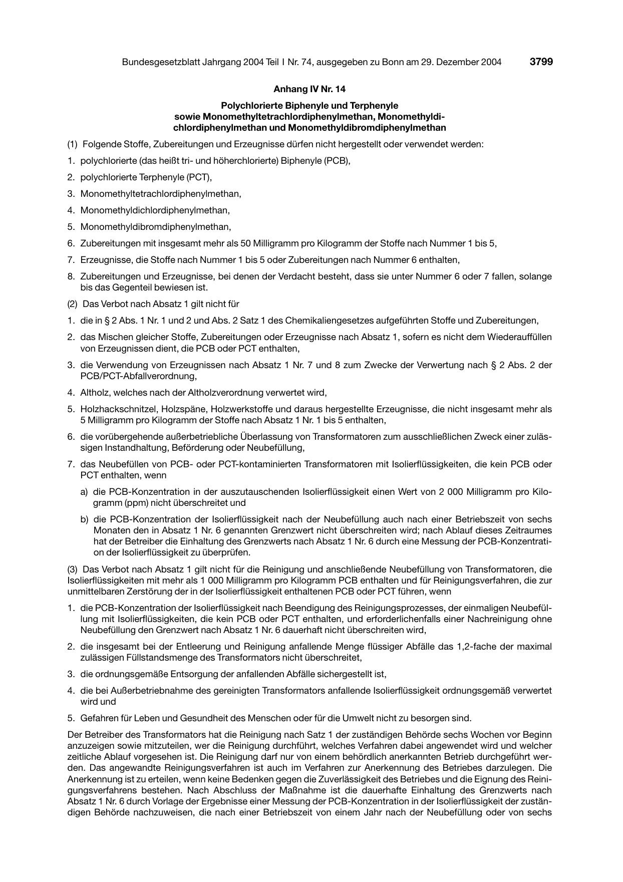 BGBl. 2004, Seite 3799 — Originalseite als Abbildung