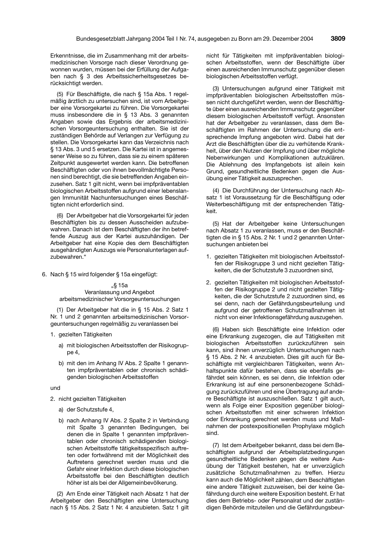 BGBl. 2004, Seite 3809 — Originalseite als Abbildung