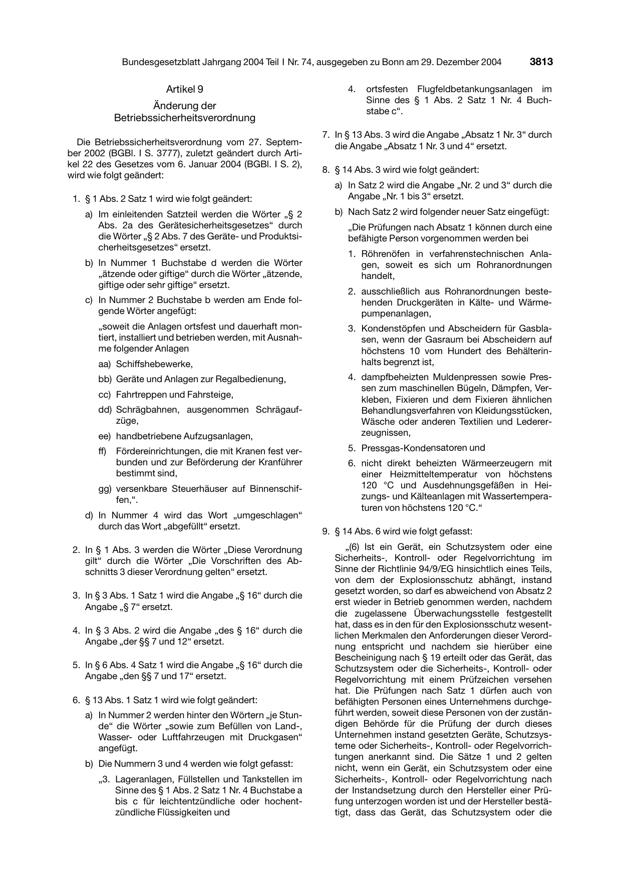 BGBl. 2004, Seite 3813 — Originalseite als Abbildung