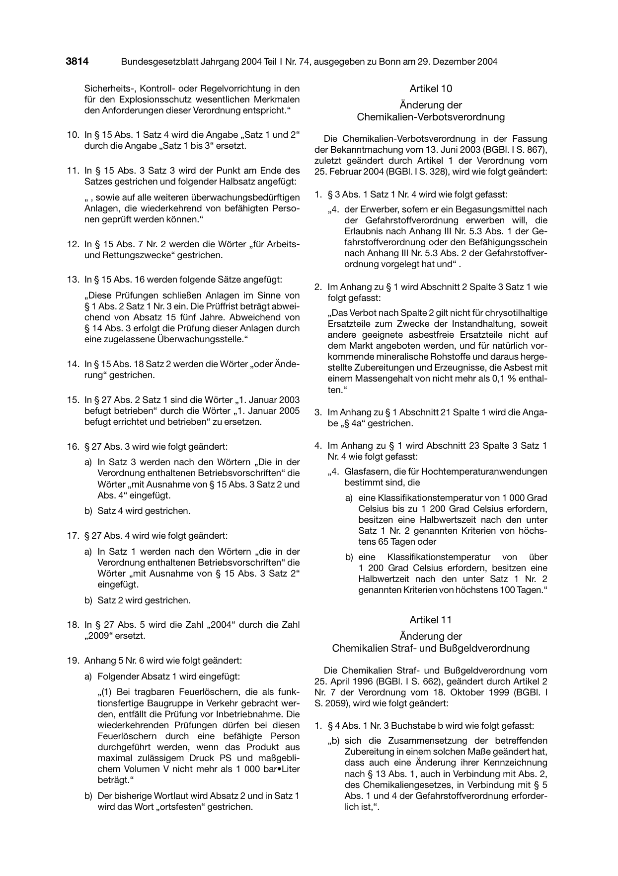 BGBl. 2004, Seite 3814 — Originalseite als Abbildung
