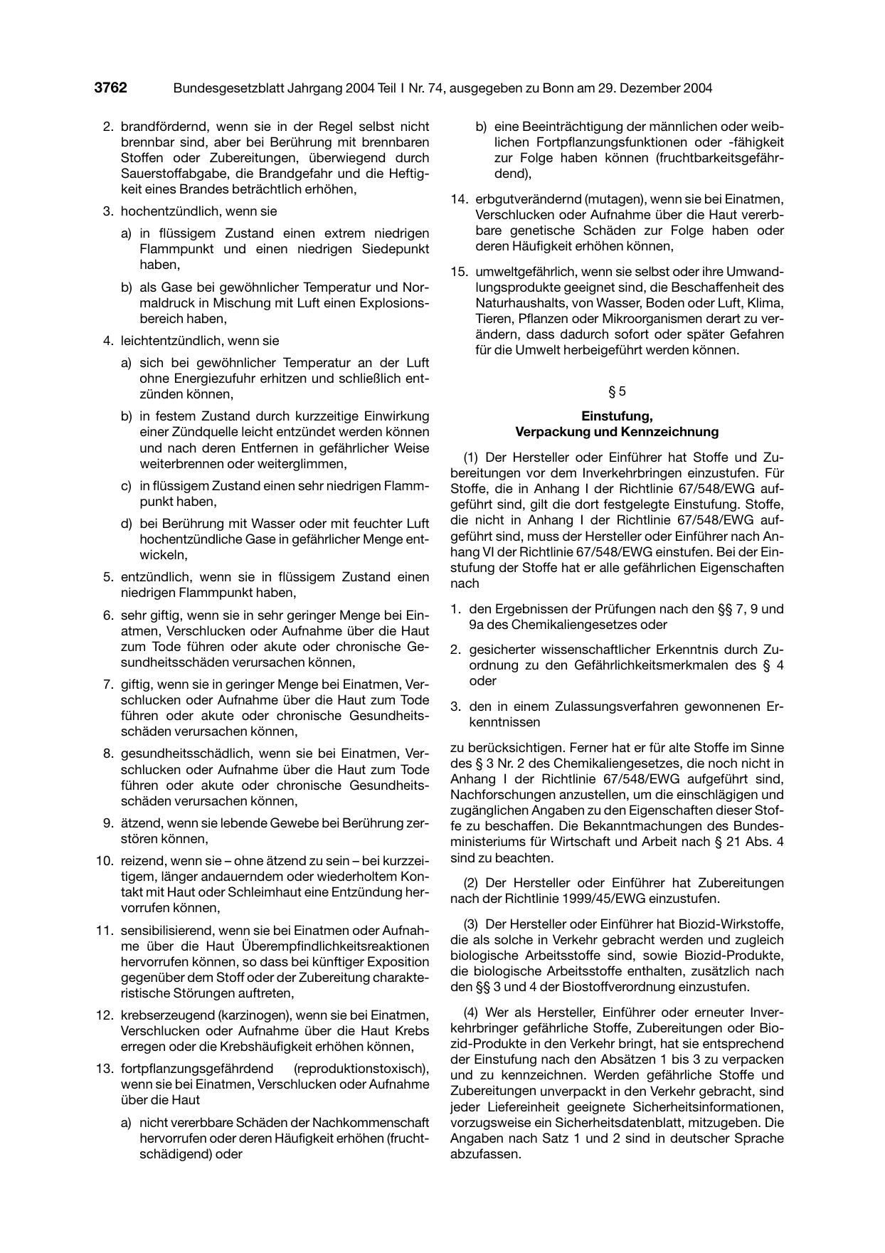 BGBl. 2004, Seite 3762 — Originalseite als Abbildung