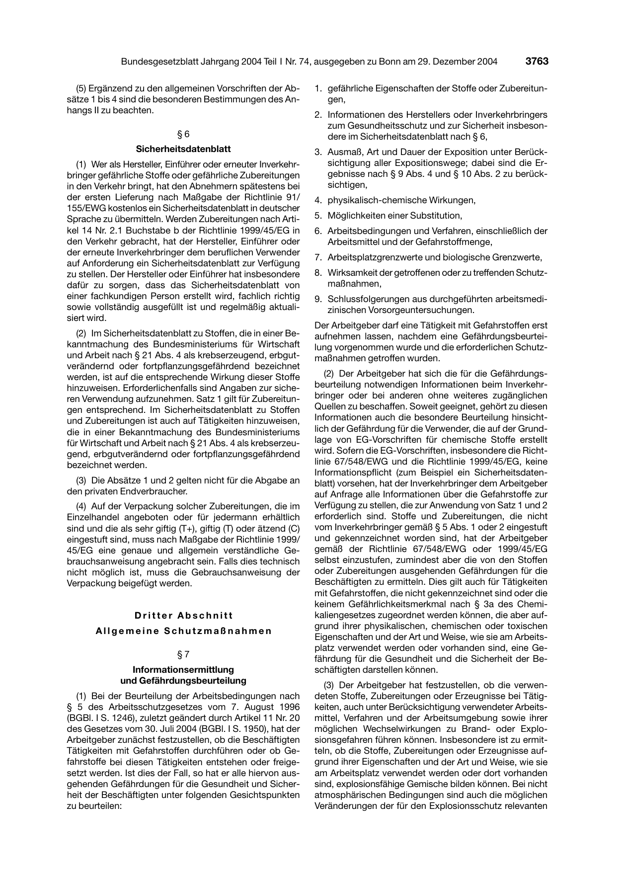 BGBl. 2004, Seite 3763 — Originalseite als Abbildung