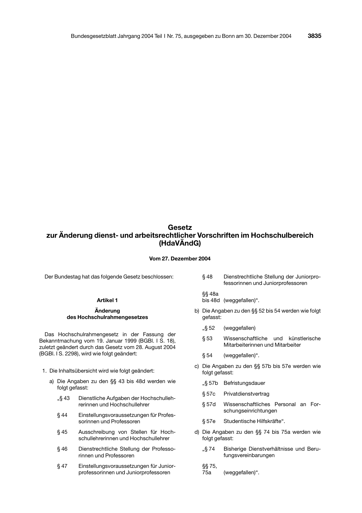 BGBl. 2004, Seite 3835 — Originalseite als Abbildung
