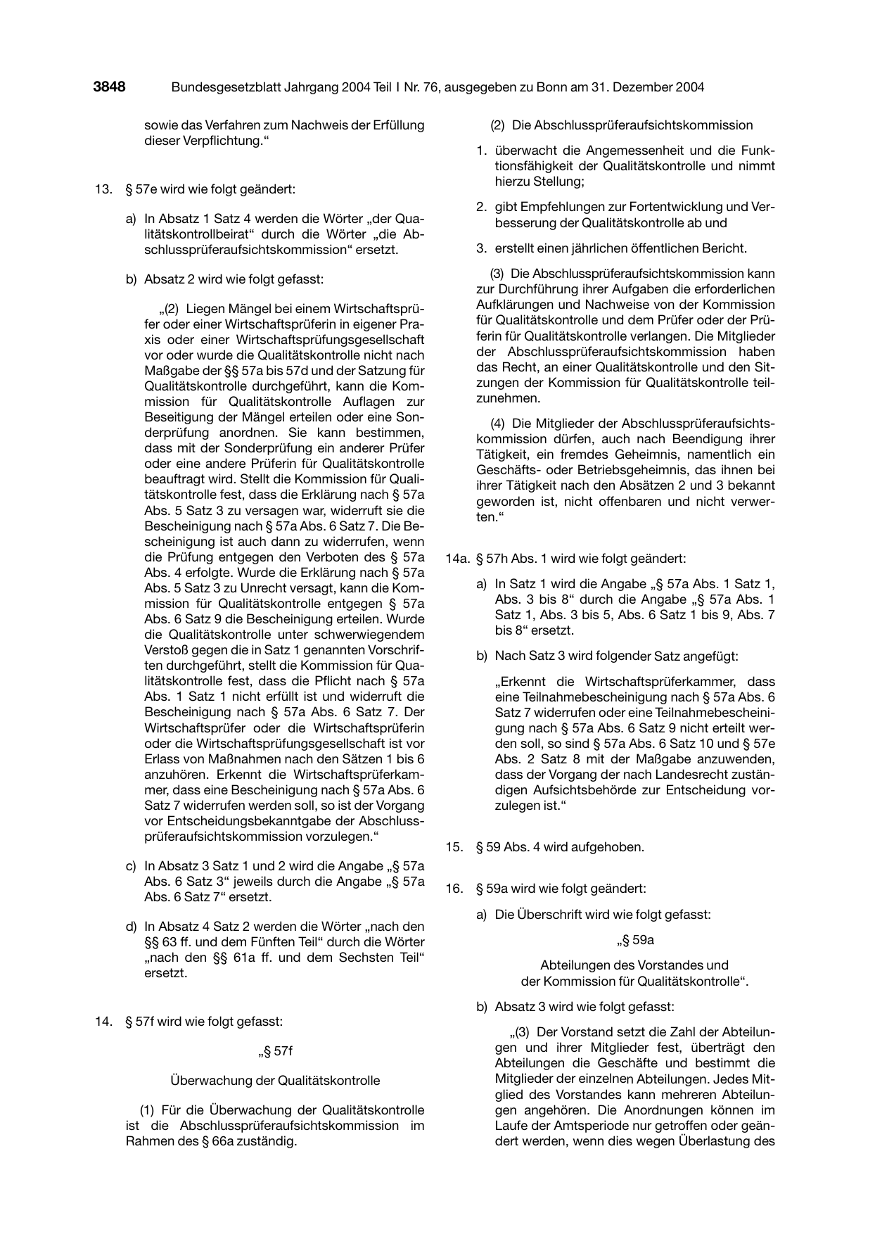 BGBl. 2004, Seite 3848 — Originalseite als Abbildung