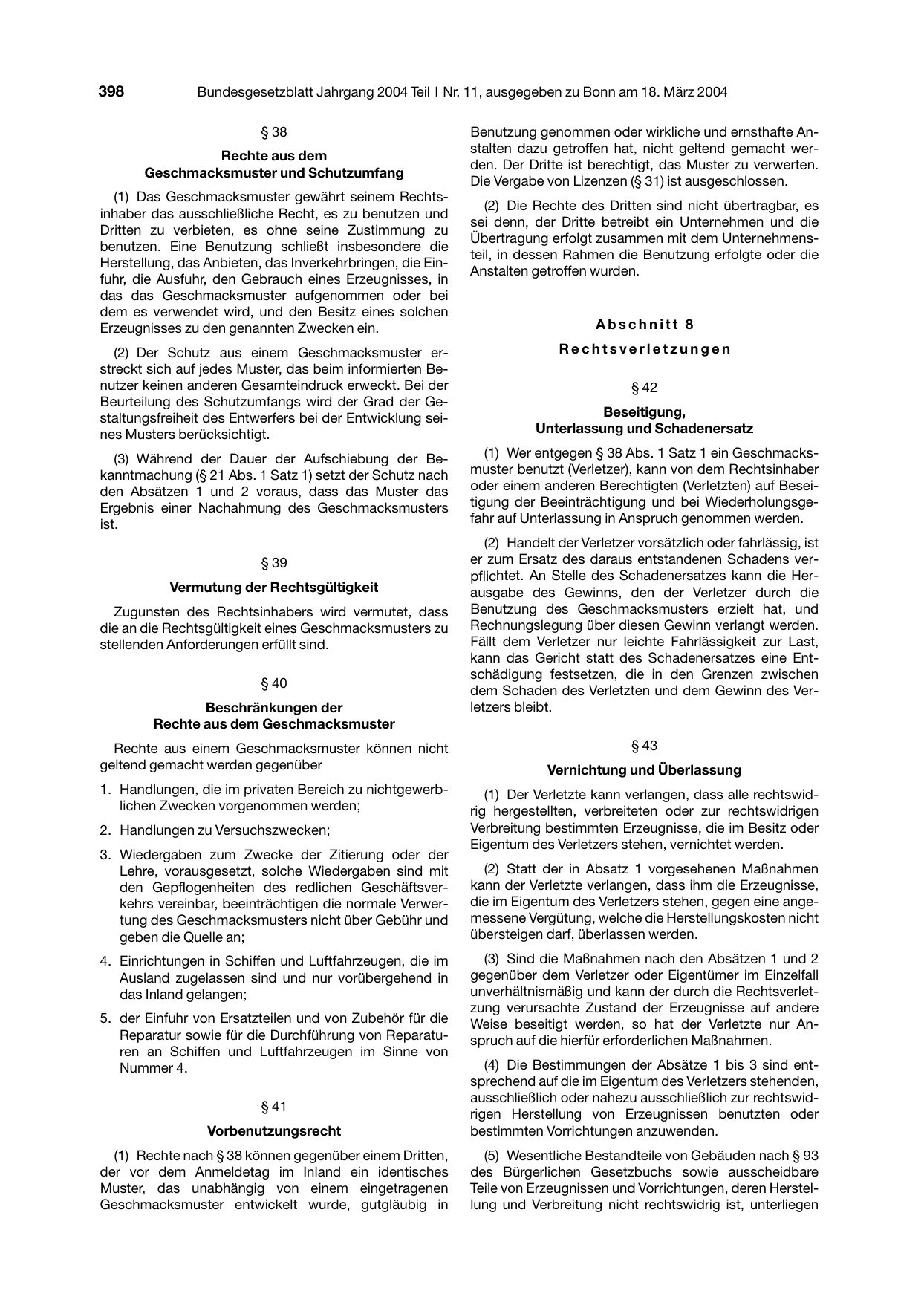 BGBl. 2004, Seite 398 — Originalseite als Abbildung
