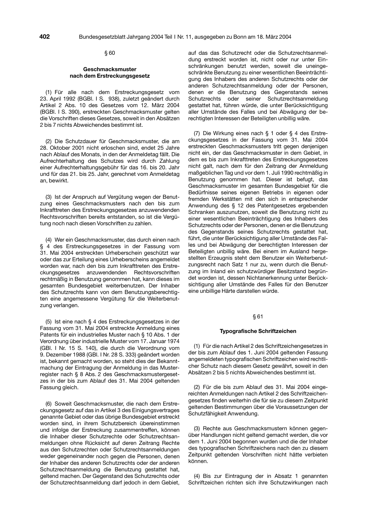 BGBl. 2004, Seite 402 — Originalseite als Abbildung