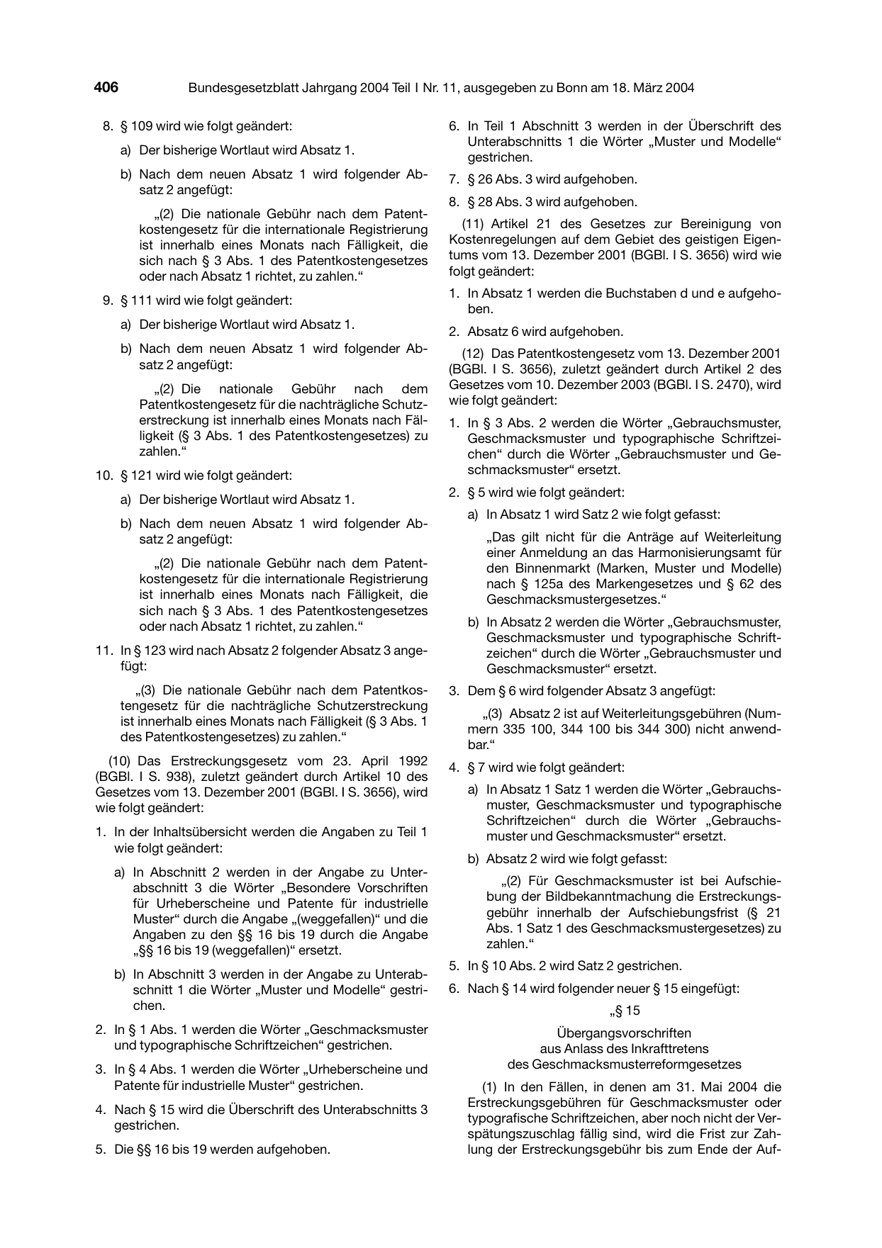 BGBl. 2004, Seite 406 — Originalseite als Abbildung