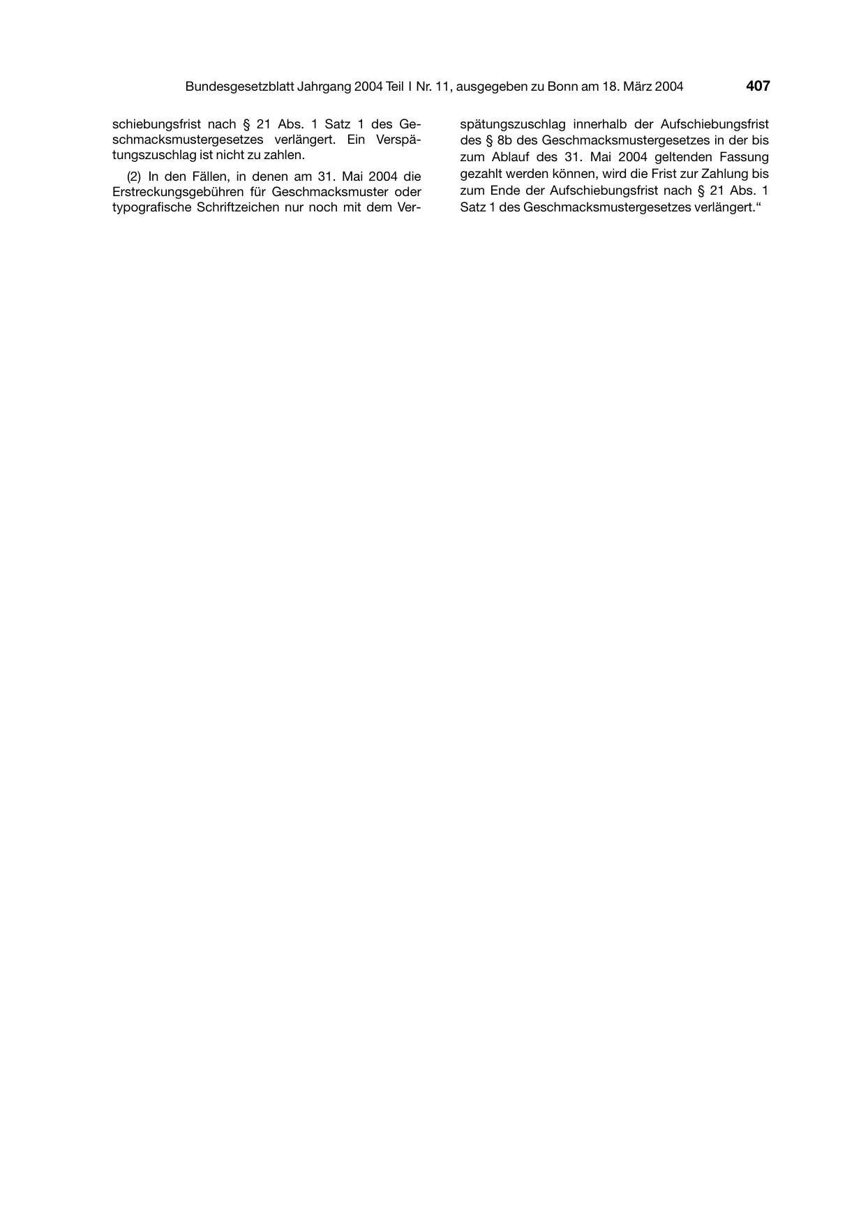 BGBl. 2004, Seite 407 — Originalseite als Abbildung