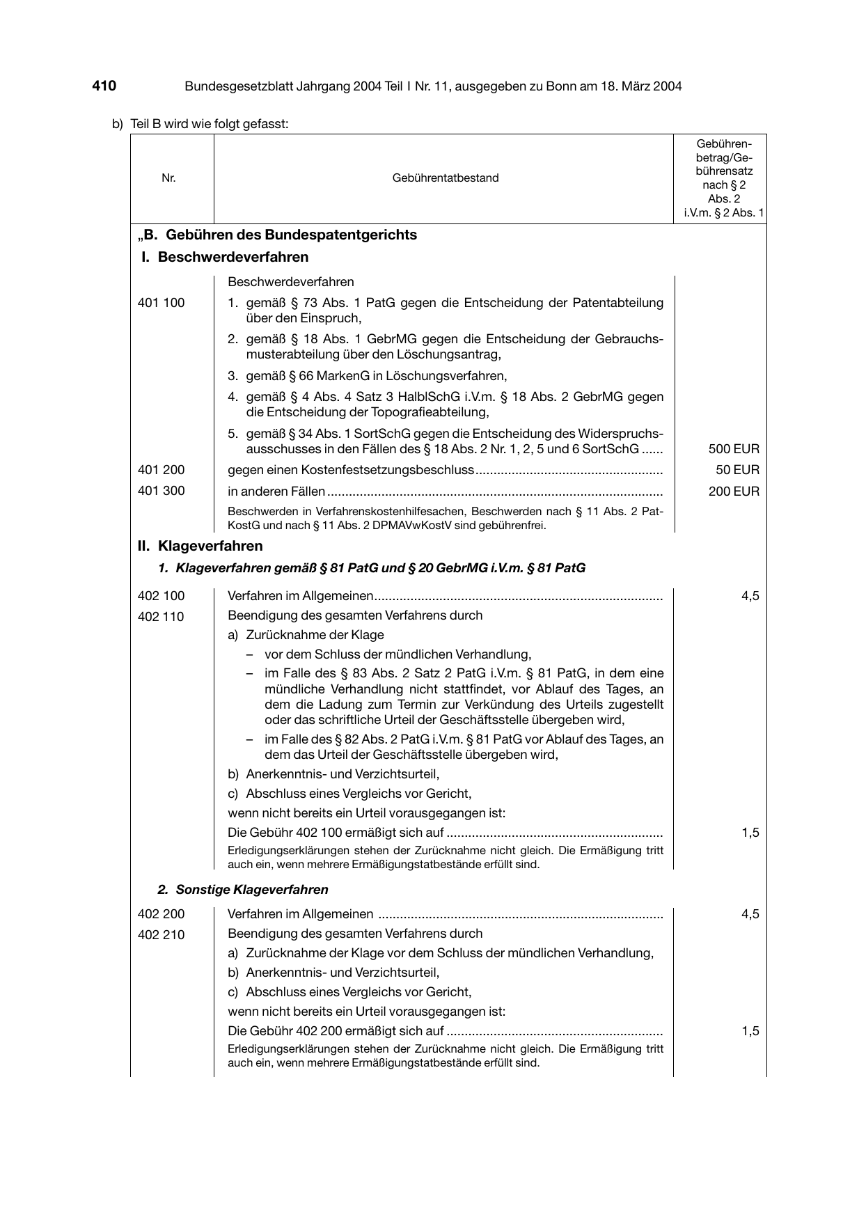 BGBl. 2004, Seite 410 — Originalseite als Abbildung