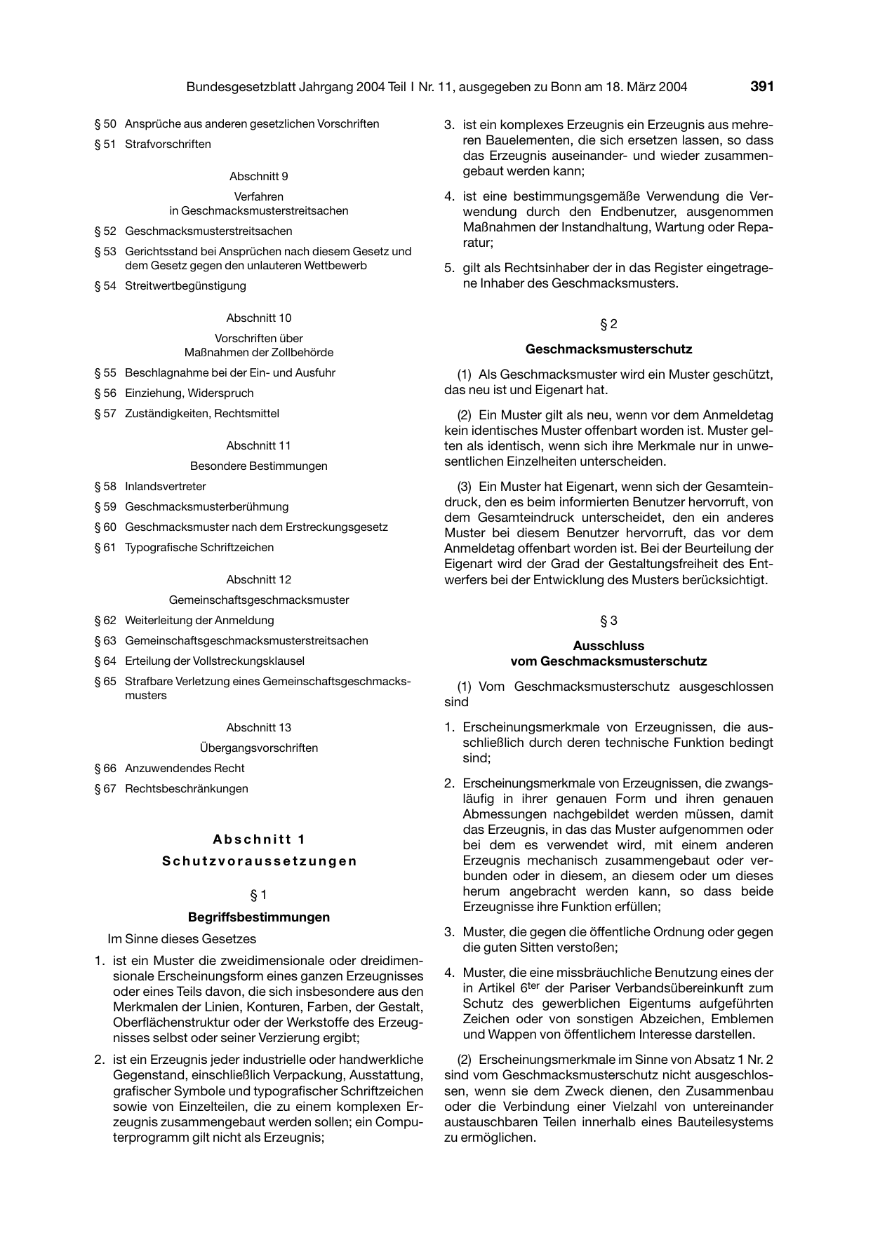 BGBl. 2004, Seite 391 — Originalseite als Abbildung
