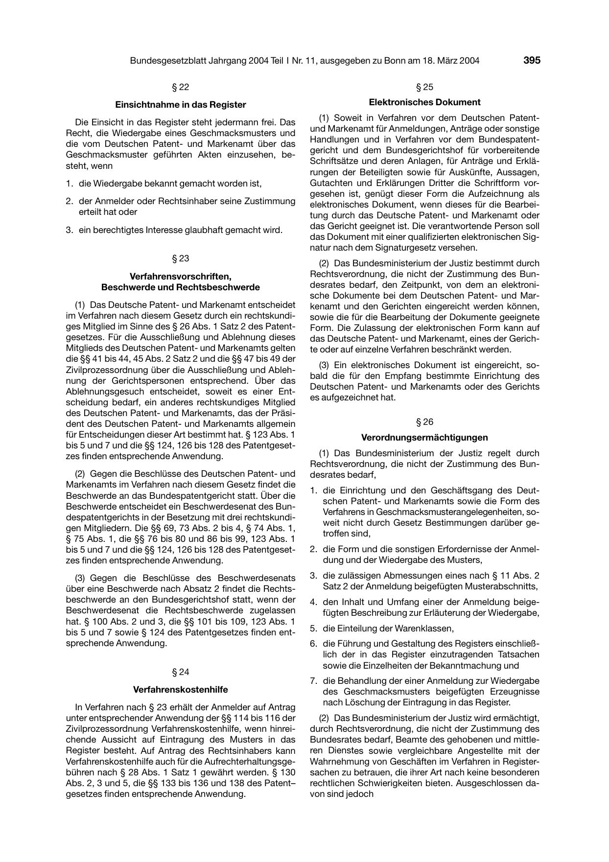 BGBl. 2004, Seite 395 — Originalseite als Abbildung