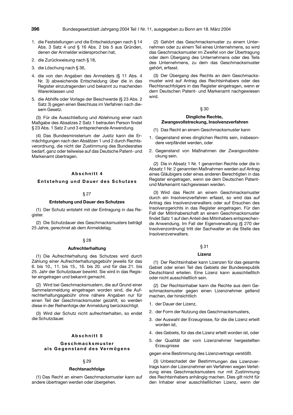 BGBl. 2004, Seite 396 — Originalseite als Abbildung