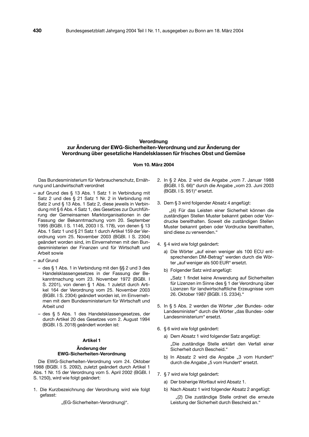 BGBl. 2004, Seite 430 — Originalseite als Abbildung