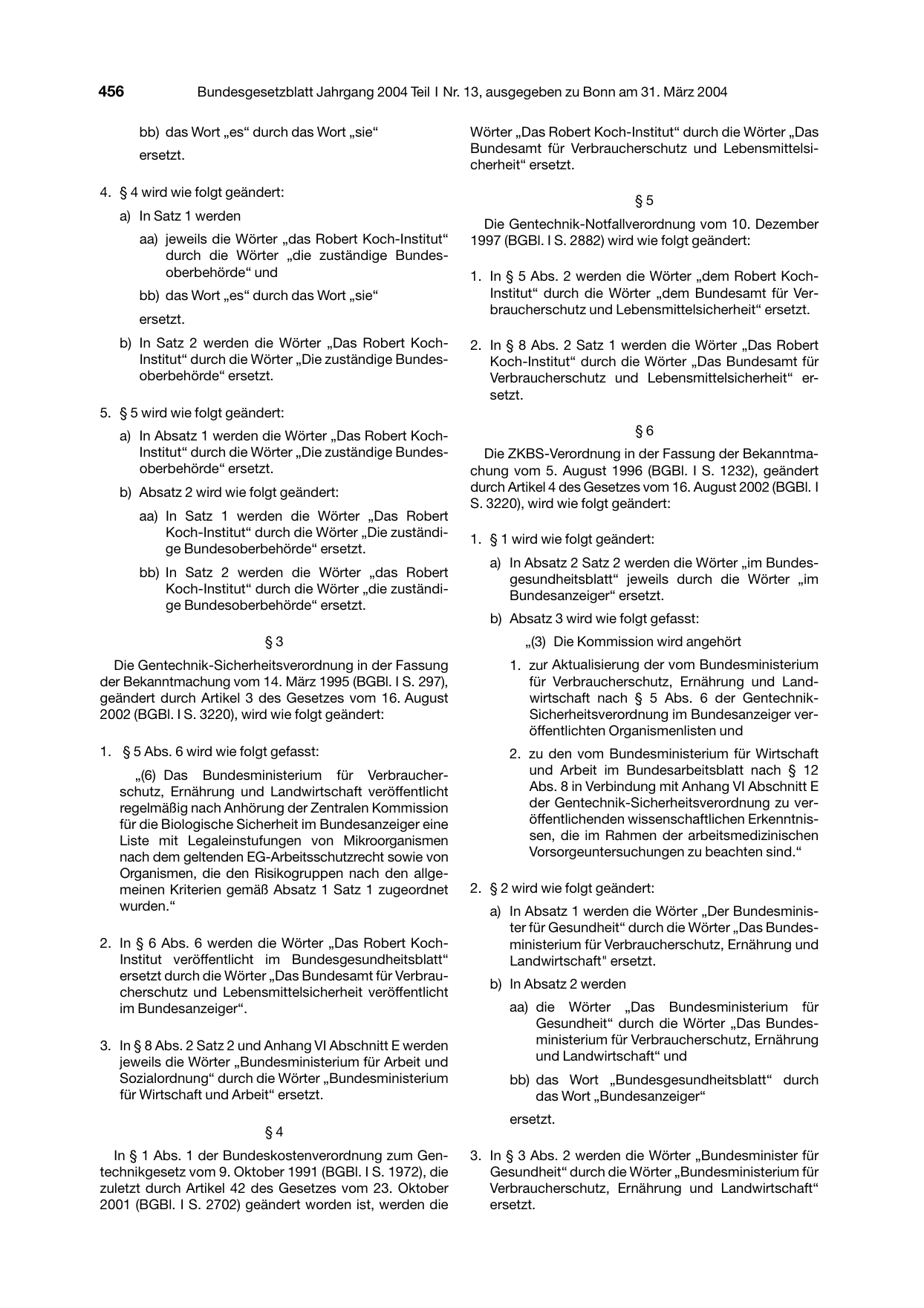 BGBl. 2004, Seite 456 — Originalseite als Abbildung