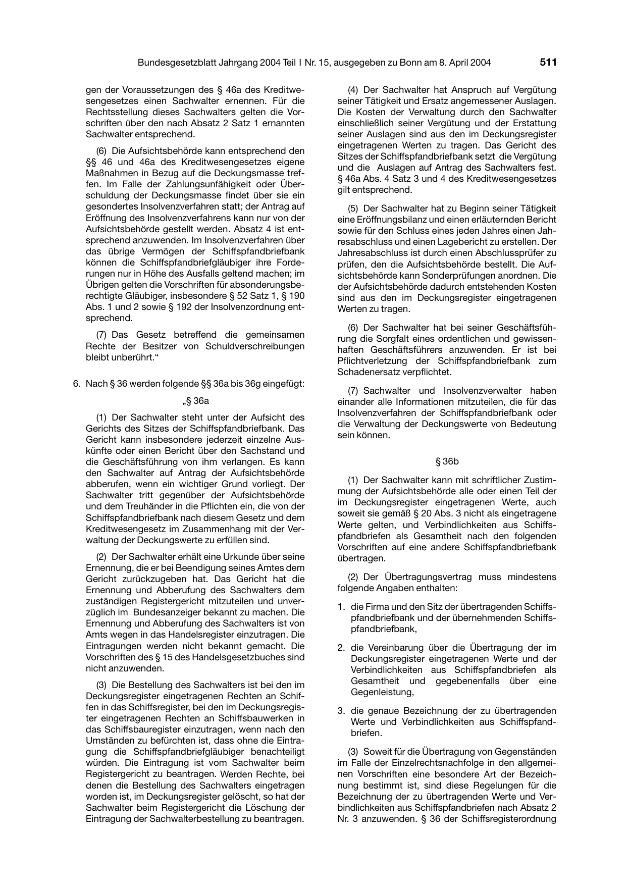 BGBl. 2004, Seite 511 — Originalseite als Abbildung