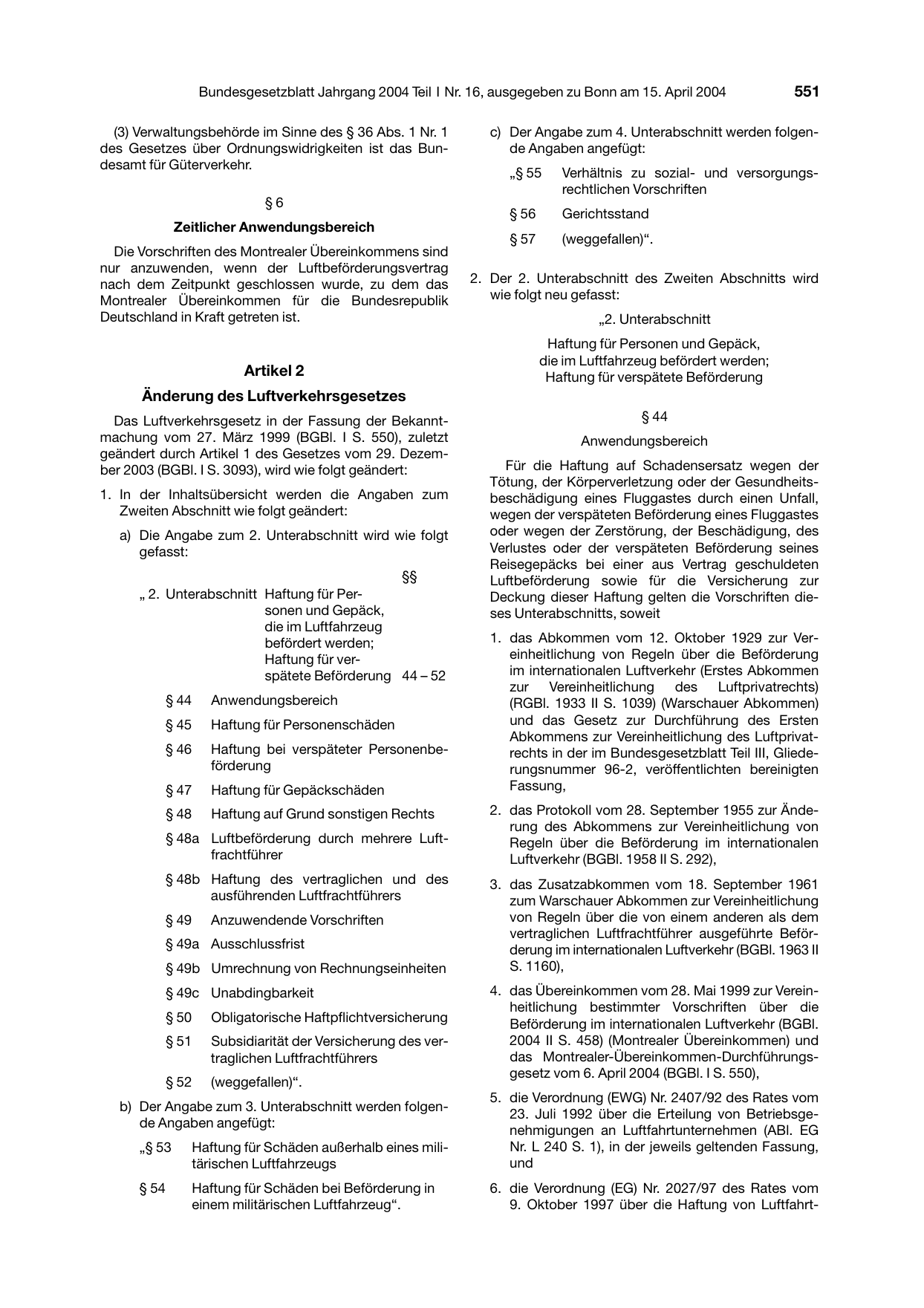 BGBl. 2004, Seite 551 — Originalseite als Abbildung