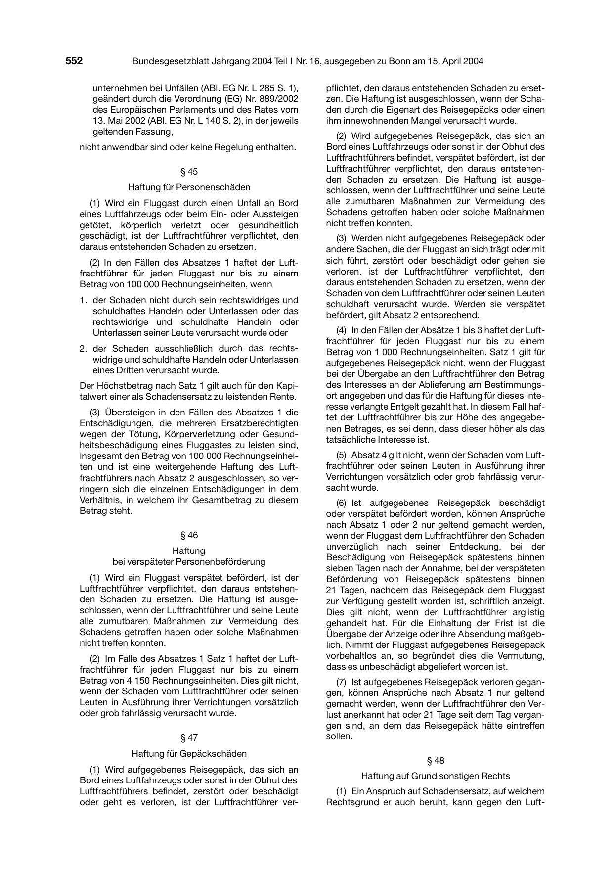 BGBl. 2004, Seite 552 — Originalseite als Abbildung