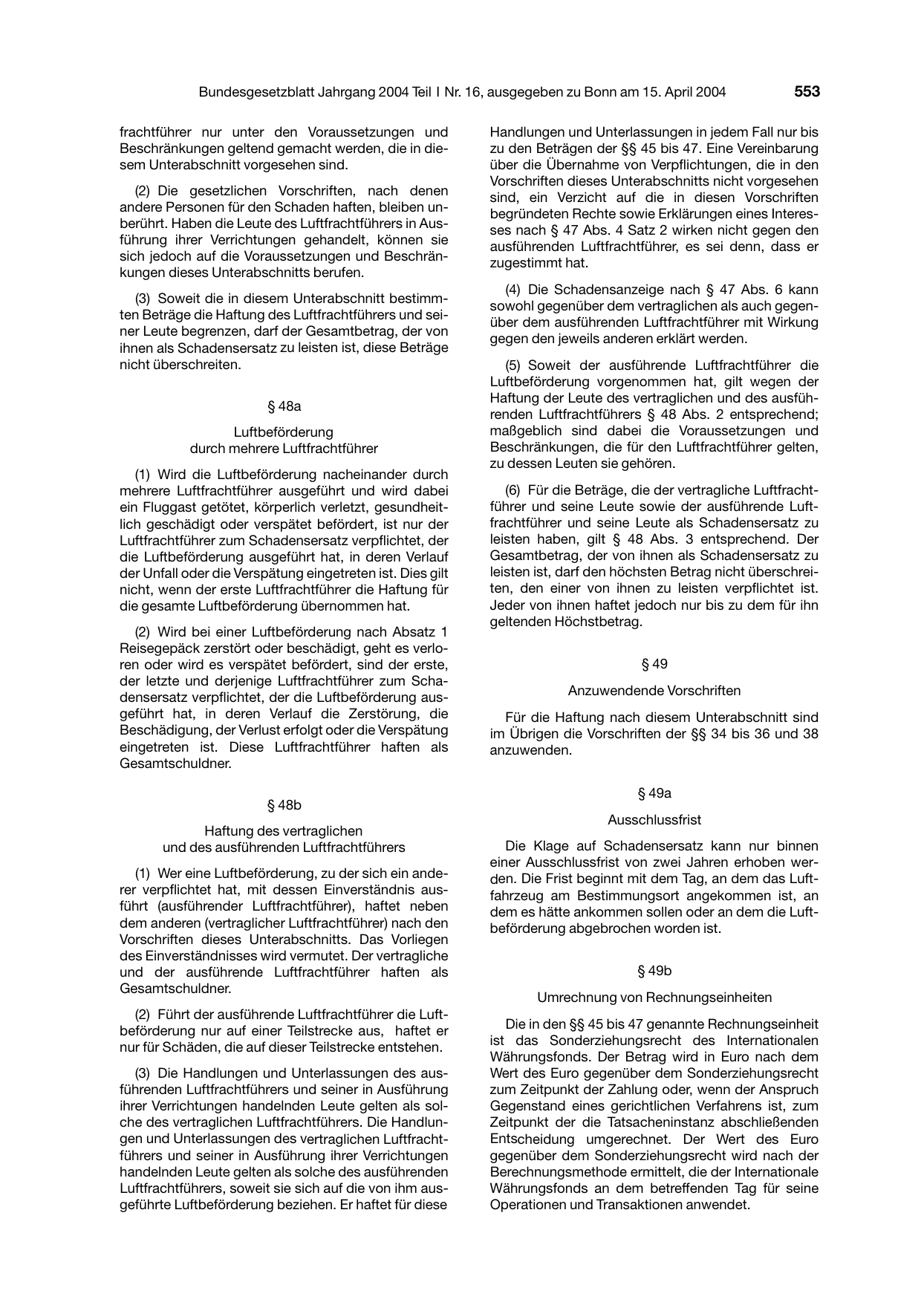 BGBl. 2004, Seite 553 — Originalseite als Abbildung