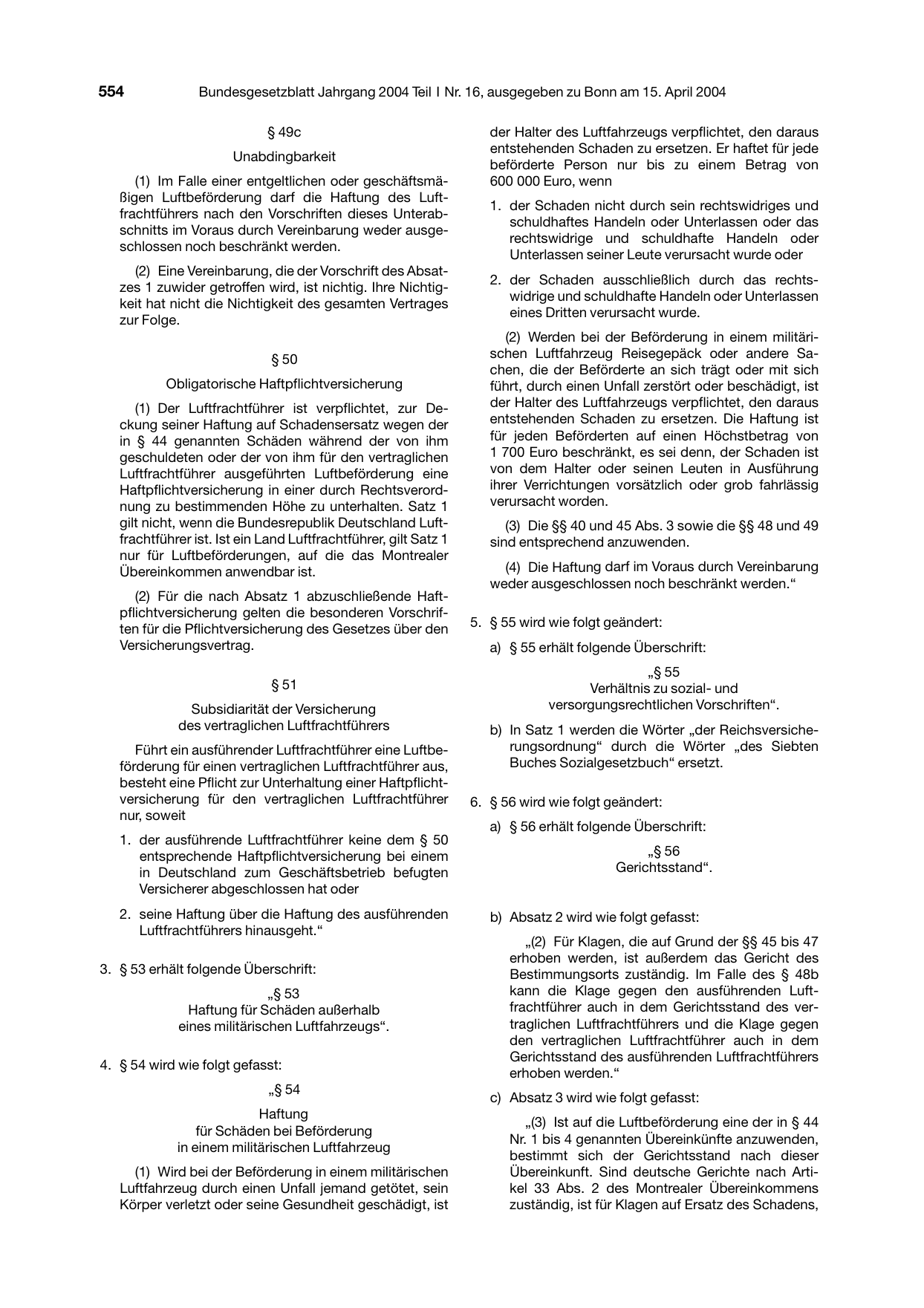 BGBl. 2004, Seite 554 — Originalseite als Abbildung